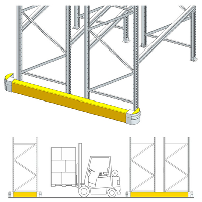 A46: Barrière de sécurité de l'extrémité du rack Barrière de sécurité de l'entrepôt Barrières anti-collision flexibles