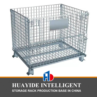 B25 Cage de stockage d'entrepôt conteneur à charge moyenne conteneur métallique en fil de fer cage empilable en palette