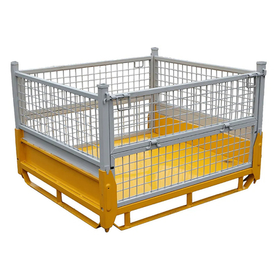B25 Cage de stockage d'entrepôt conteneur à charge moyenne conteneur métallique en fil de fer cage empilable en palette