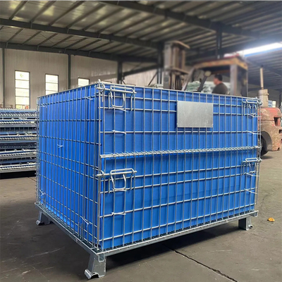 B25 Cage de stockage d'entrepôt conteneur à charge moyenne conteneur métallique en fil de fer cage empilable en palette