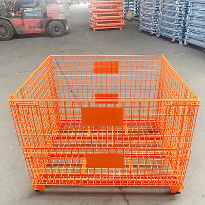 B25 Cage de stockage d'entrepôt conteneur à charge moyenne conteneur métallique en fil de fer cage empilable en palette