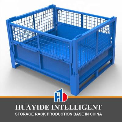B48 : Traitement de revêtement en poudre à longue durée de vie, entrepôt pliable en métal, cage de stockage en acier, palette à demi-porte basculante, caisse de stockage