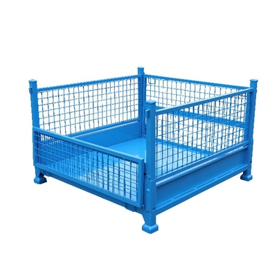B48 : Traitement de revêtement en poudre à longue durée de vie, entrepôt pliable en métal, cage de stockage en acier, palette à demi-porte basculante, caisse de stockage