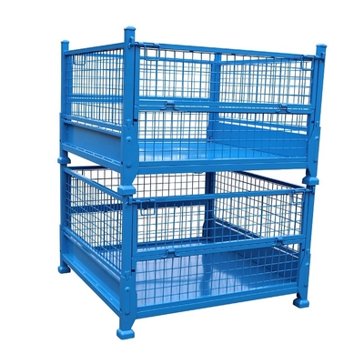 B48 : Traitement de revêtement en poudre à longue durée de vie, entrepôt pliable en métal, cage de stockage en acier, palette à demi-porte basculante, caisse de stockage