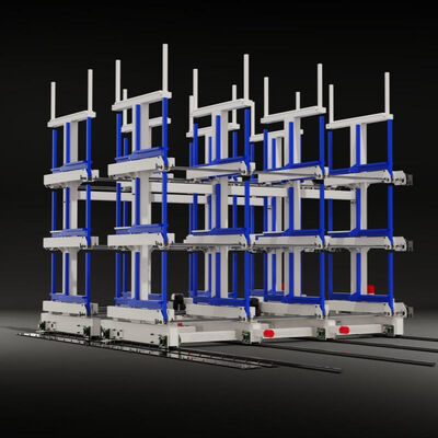 Systèmes automatiques de chargement et de déchargement de rayonnage en porte-à-faux télescopique mobile électrique pour le rayonnage de stockage d'entrepôt de produits longs