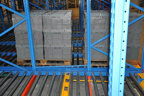 Rayonnage dynamique FIFO haute efficacité pour palettes, certifié ISO9001