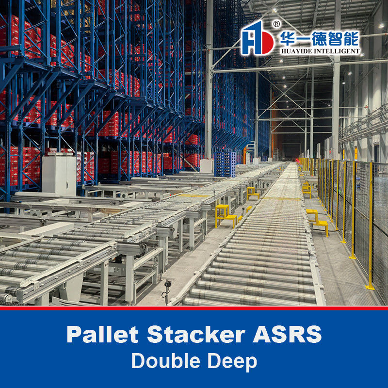 Transstockeur à palettes double profondeur pour système ASRS, SRM (Machine de stockage et de récupération) supporté au sol, Système de stockage et de récupération automatisé, Entrepôt à température ambiante et entrepôt frigorifique