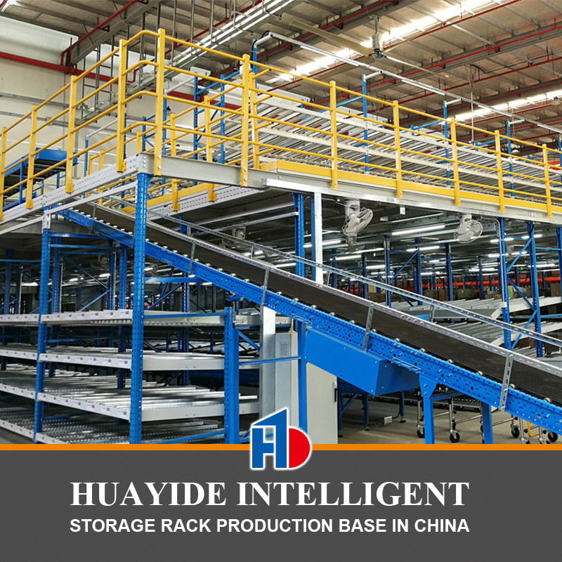 A25: Plateaux de mezzanine supportés par plateaux de débit en carton, plateaux à plusieurs niveaux, plateaux de stockage en entrepôt