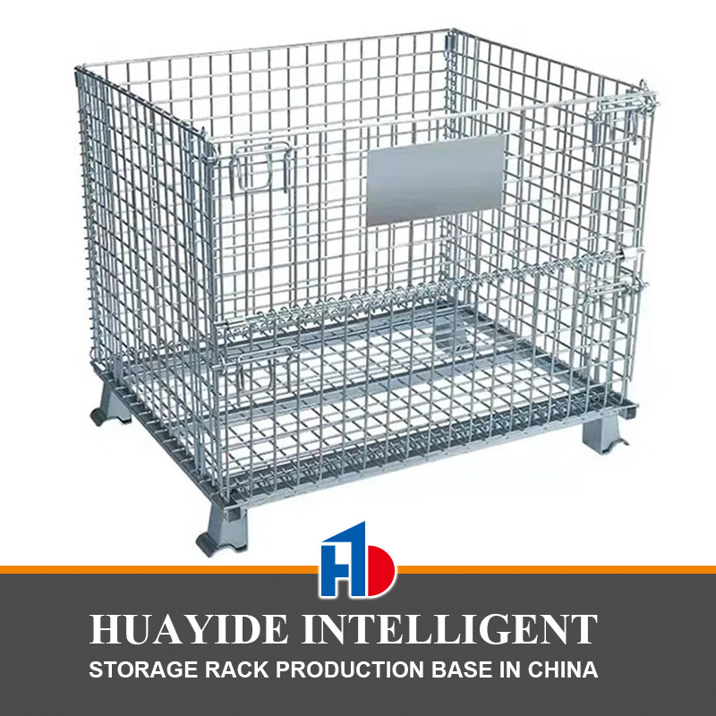 B25 Cage de stockage d'entrepôt conteneur à charge moyenne conteneur métallique en fil de fer cage empilable en palette