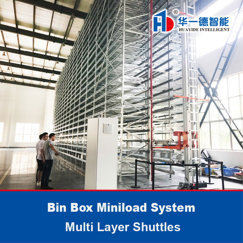 Système Miniload pour bacs, navettes multi-niveaux, transstockeur, ASRS, système automatique de prélèvement et de récupération de bacs